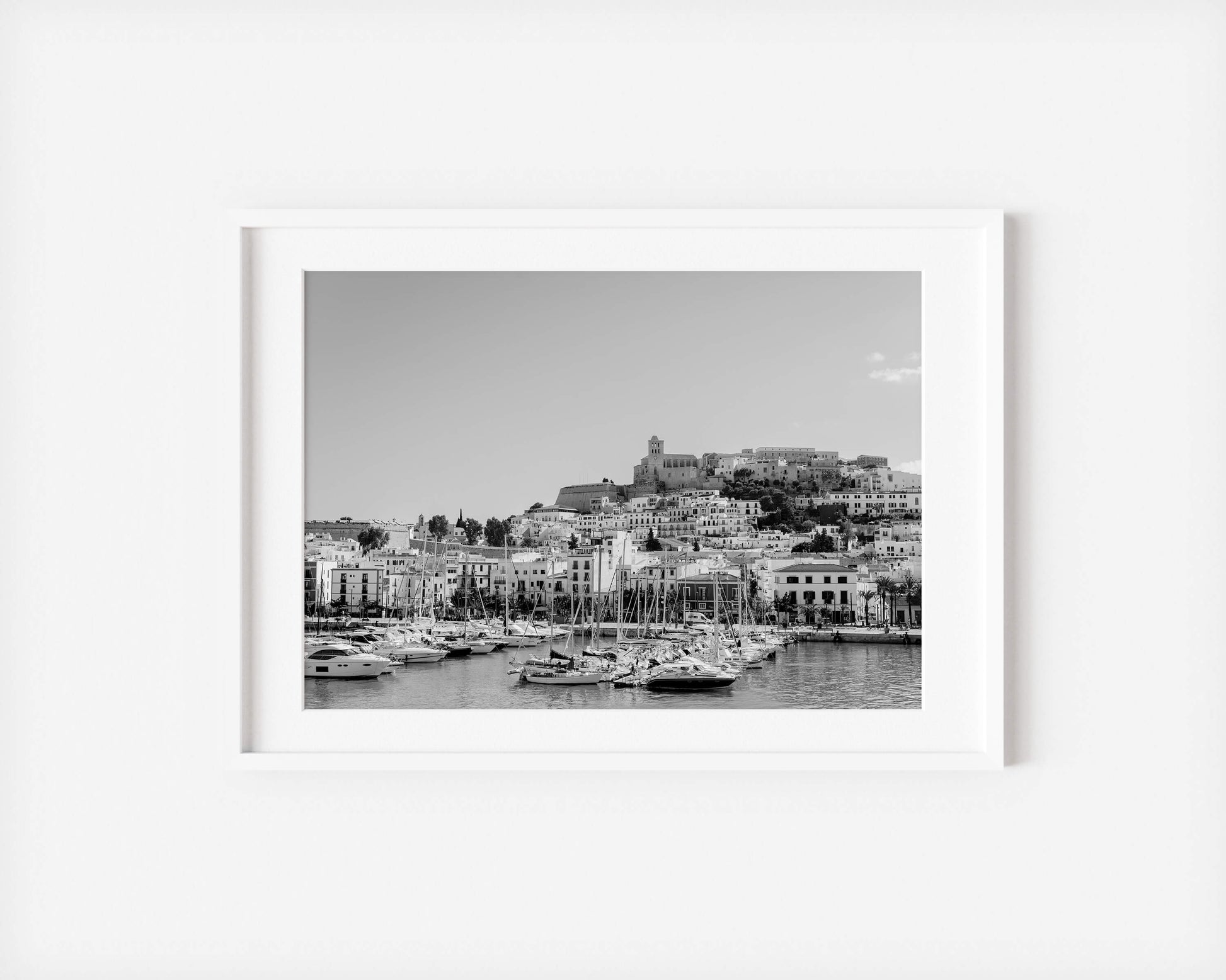 EIVISSA B&W IBIZA TOWN Landscape White Framed