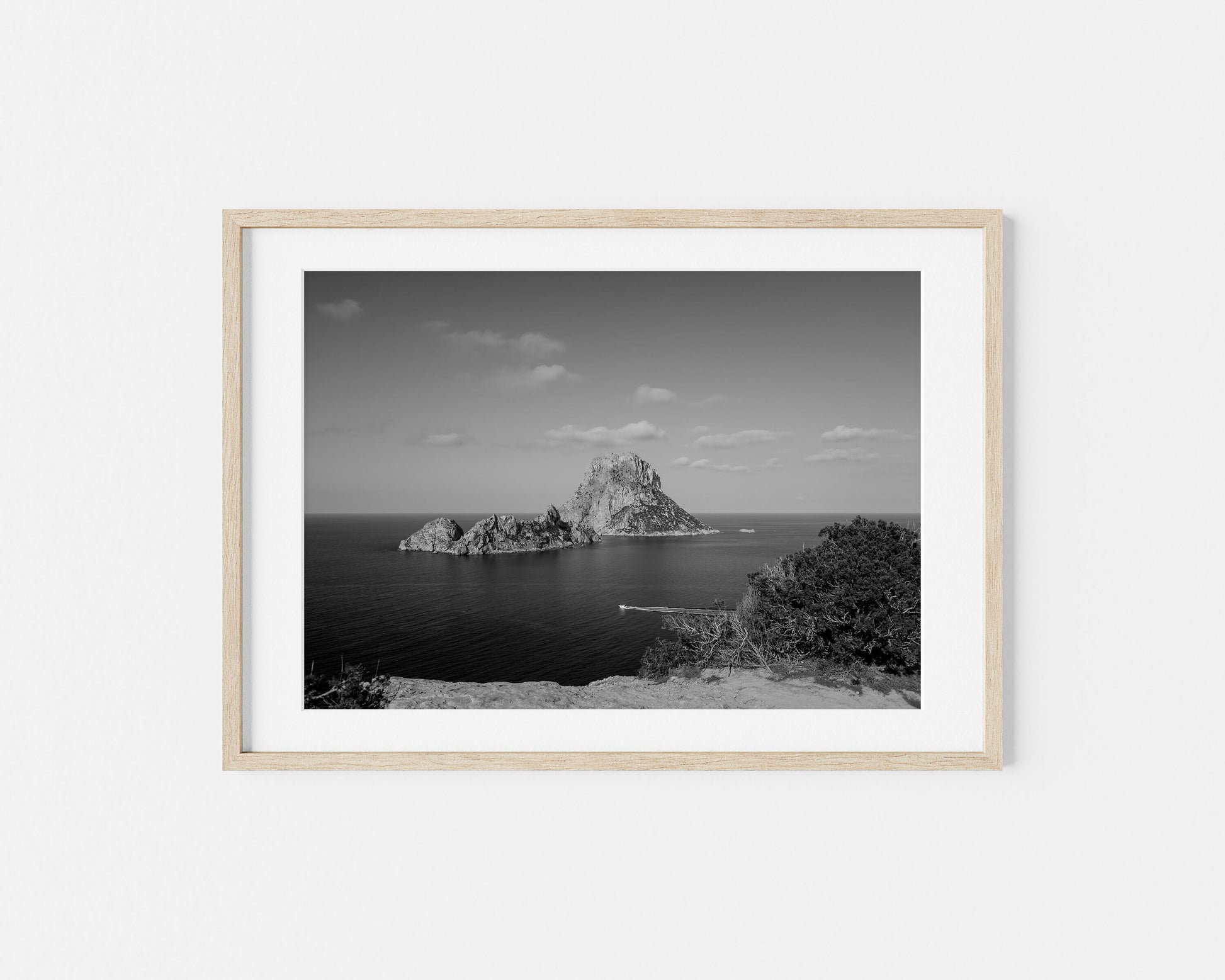 ES VEDRA OUT CROP B&W IBIZA ES VEDRA Landscape Oak Framed