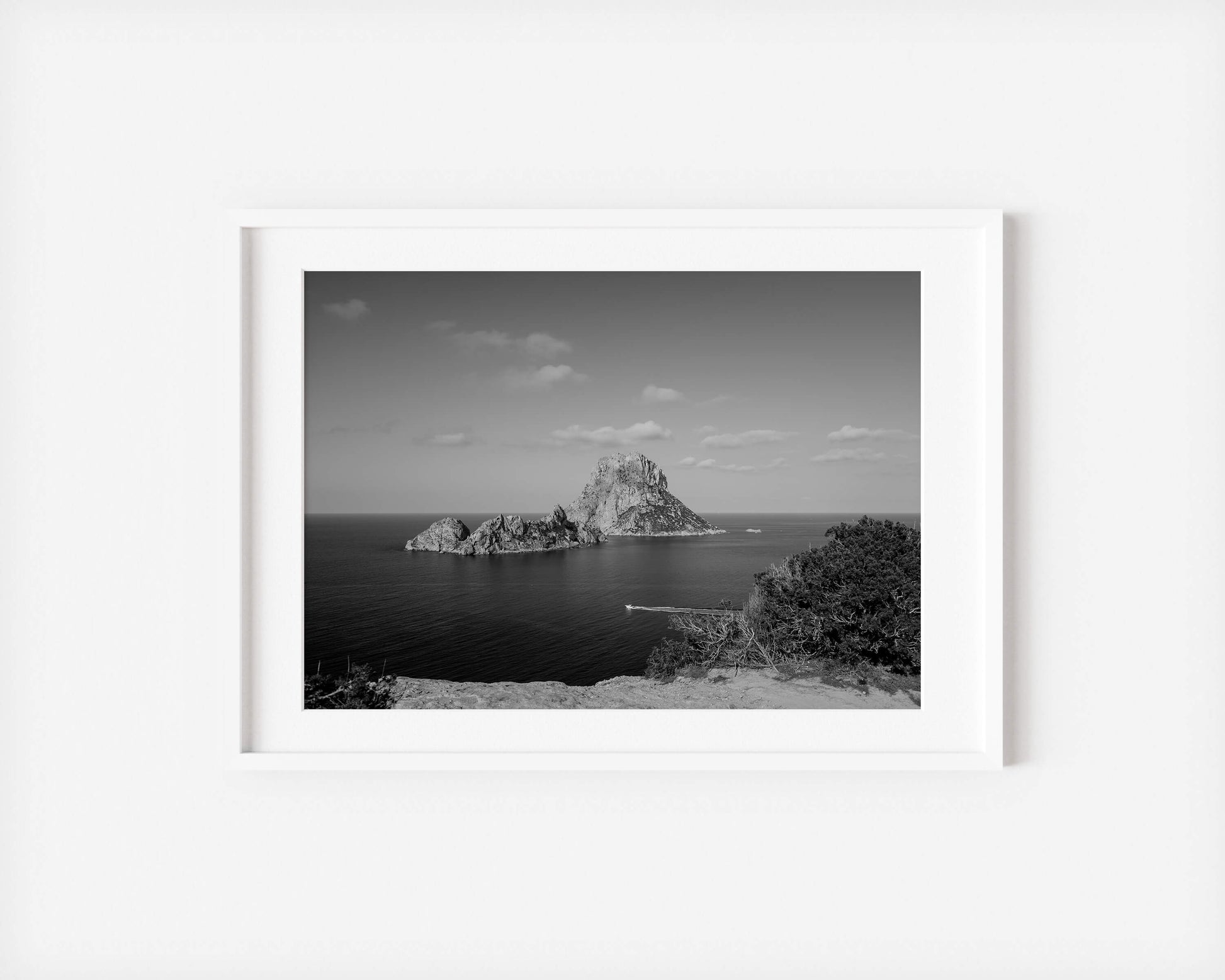 ES VEDRA OUT CROP B&W IBIZA ES VEDRA Landscape White Framed