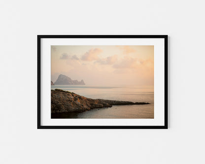 ES VEDRA PINK CLOUDS IBIZA SEASCAPES Landscape Black Framed