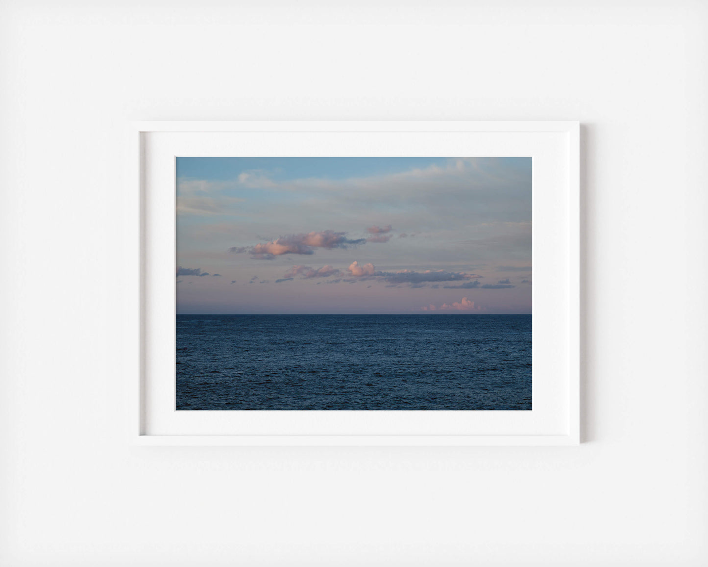 HORIZON WITH PINK CLOUDS IBIZA HORIZONS Landscape White Framed