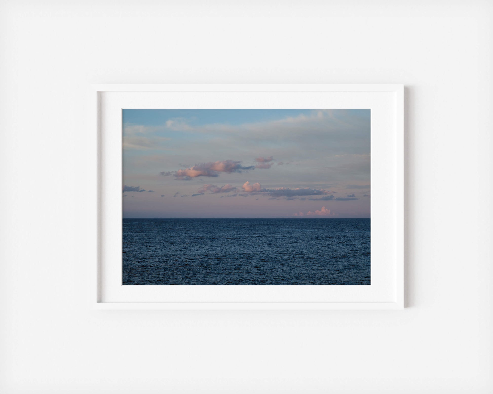 HORIZON WITH PINK CLOUDS IBIZA HORIZONS Landscape White Framed