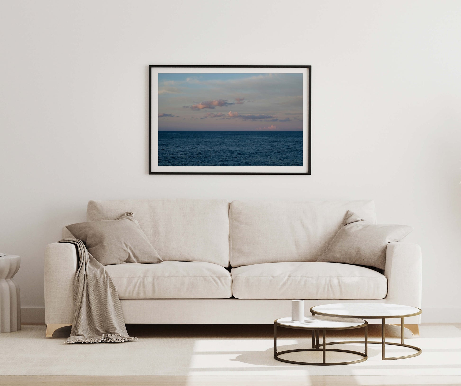 HORIZON WITH PINK CLOUDS IBIZA HORIZONS Landscape Black Framed Life Style Shot