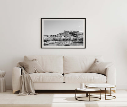 EIVISSA B&W IBIZA TOWN Landscape Black Framed Lifestyle Shot