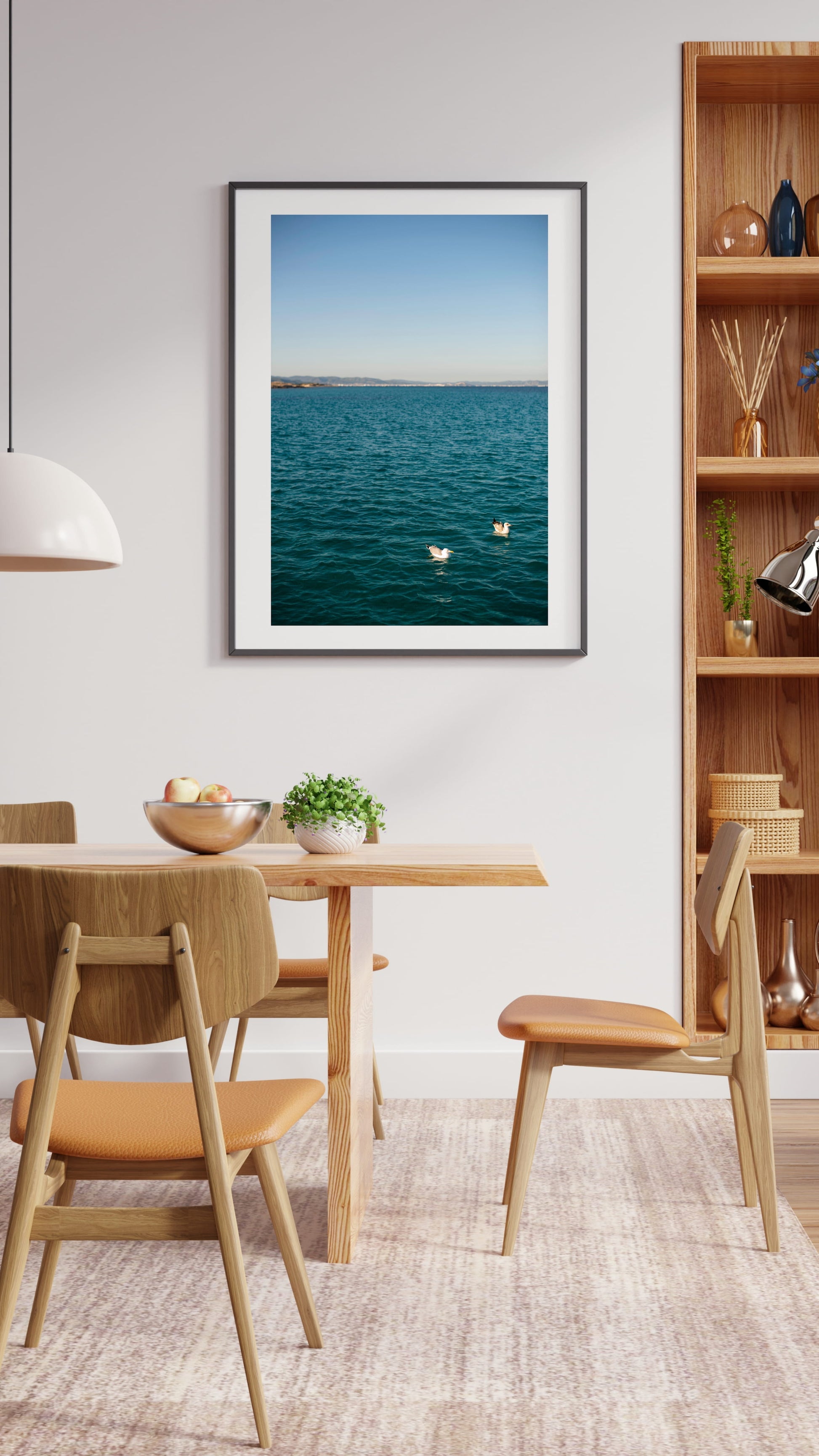 TWO GULLS IBIZA SEASCAPES Portrait Black Framed Lifestyle shot