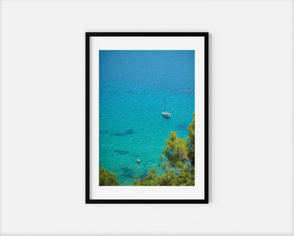 TWO BOATS IBIZA SEASCAPES Portrait Black Framed