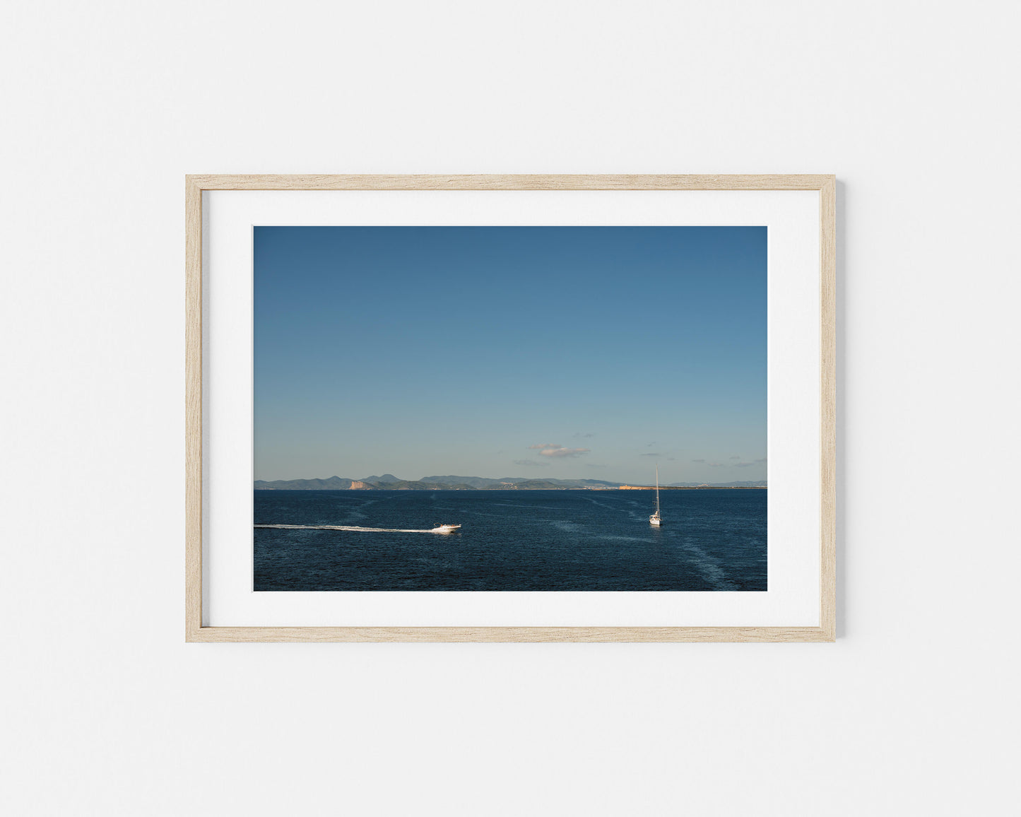 TWO BOATS FORMENTERA Landscape Oak Framed