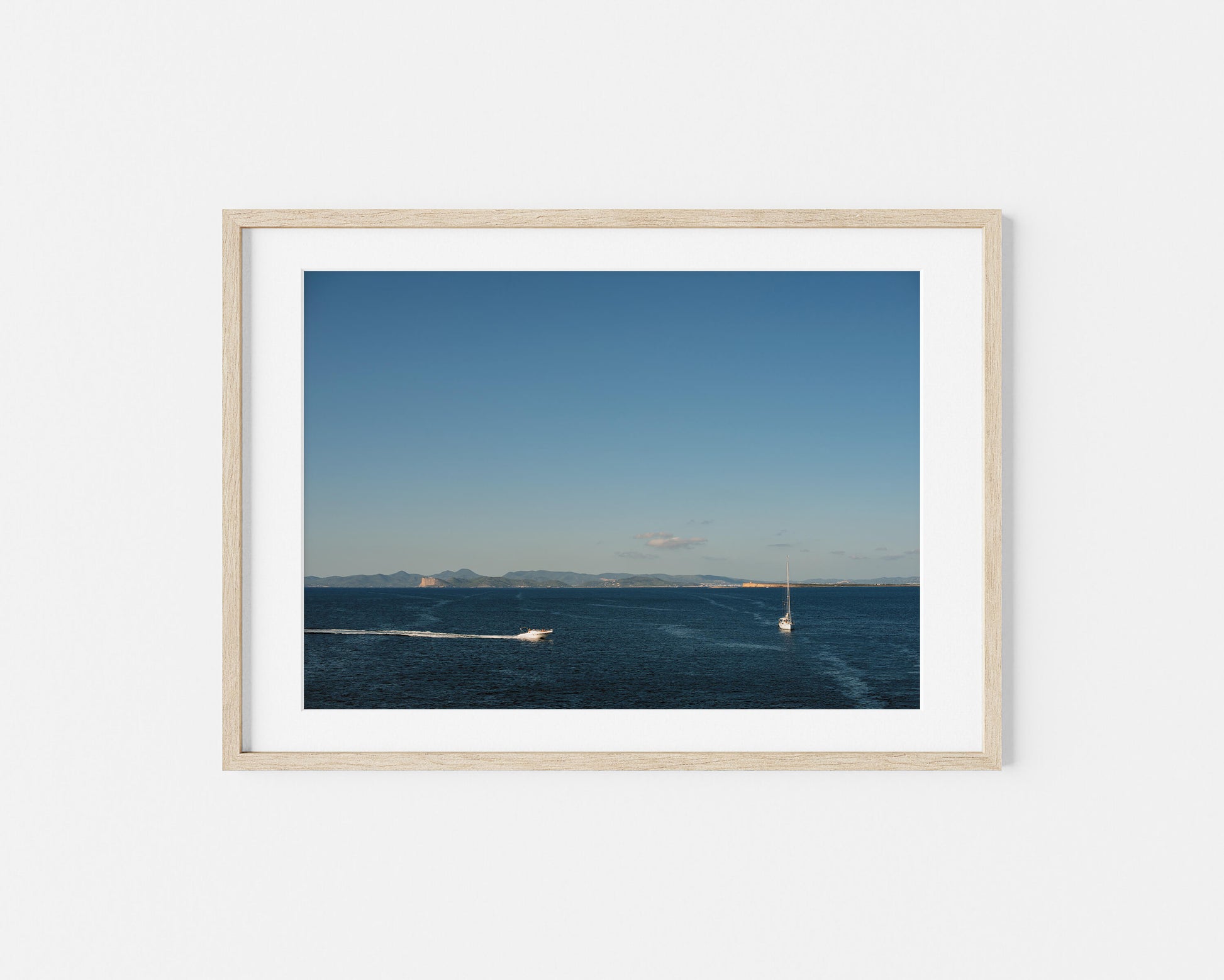 TWO BOATS FORMENTERA Landscape Oak Framed