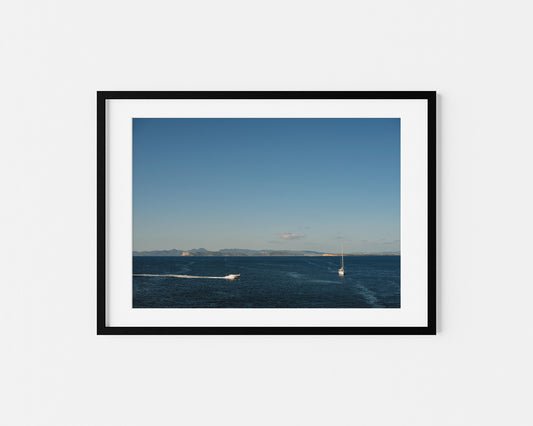 TWO BOATS FORMENTERA Landscape Black Framed