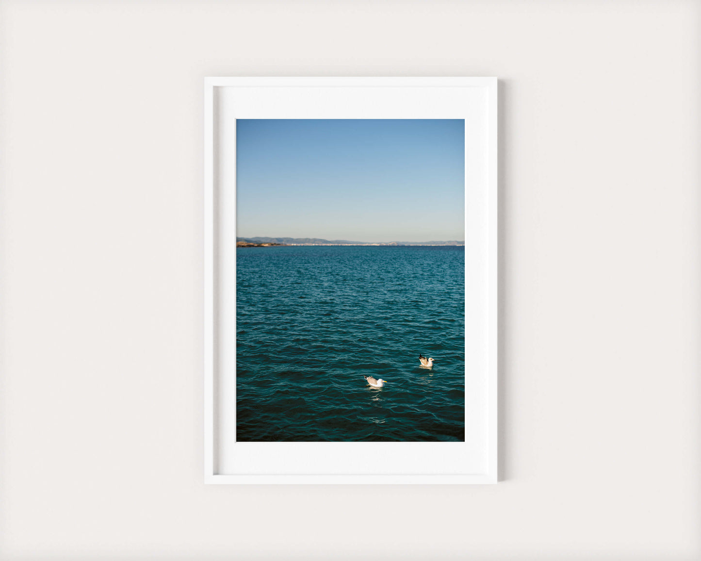 TWO GULLS IBIZA SEASCAPES Portrait White Framed